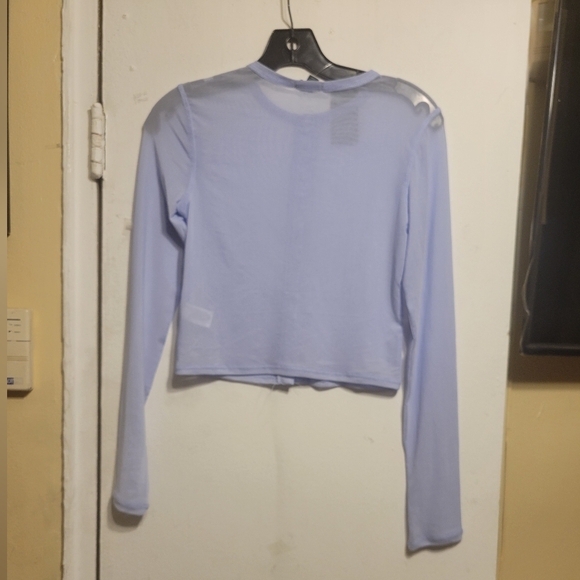 Wild Fable Women's Sheer Light Aqua Blue Button-Down Longsleeve Shirt SZ XS - Picture 6 of 16